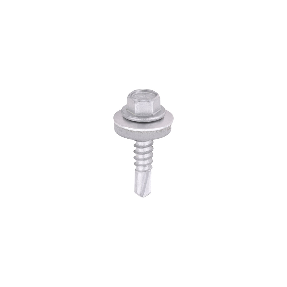 Metal Construction Light Section Screws - Hex - EPDM Washer - Self-Drilling - Exterior - Silver Organic - 5.5 x 25 - Box of 100