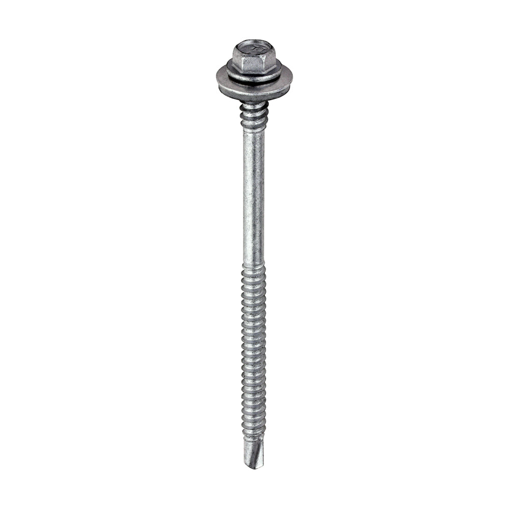 Metal Construction Composite Panel Screws - Hex - EPDM Washer - Self-Drilling - Exterior - Silver Organic - 5.5/6.3 x 98 - Box of 100