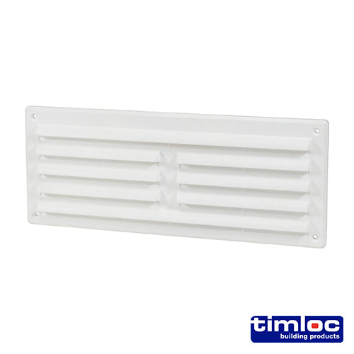 Timloc Internal Plastic Louvre Grille Vent with Flyscreen - White - 1207WF - 260 x 104 - Bag of 1