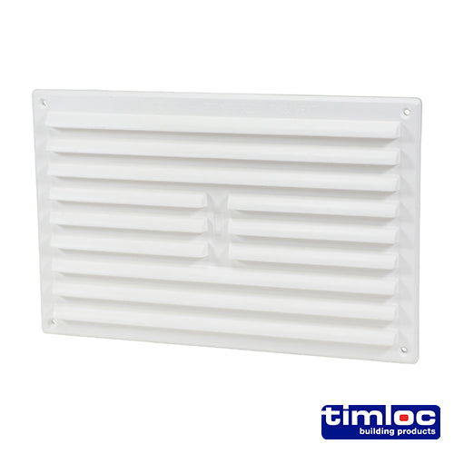 Timloc Internal Plastic Louvre Grille Vent with Flyscreen - White - 1211WF - 260 x 170 - Bag of 1