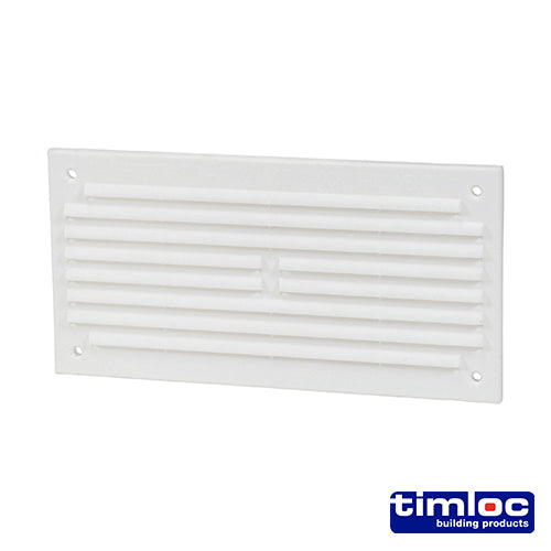 Timloc Internal Plastic Louvre Mini Grille Vent with Flyscreen - White - 1218WF - 166 x 85 - Bag of 1