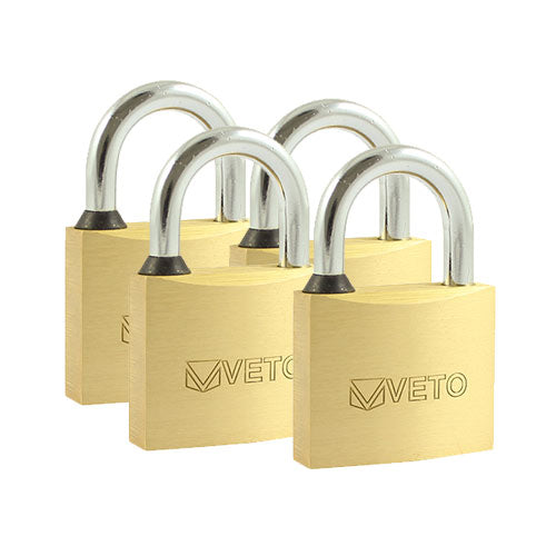 Brass Padlocks Key Alike - 40mm - Backing Card of 4