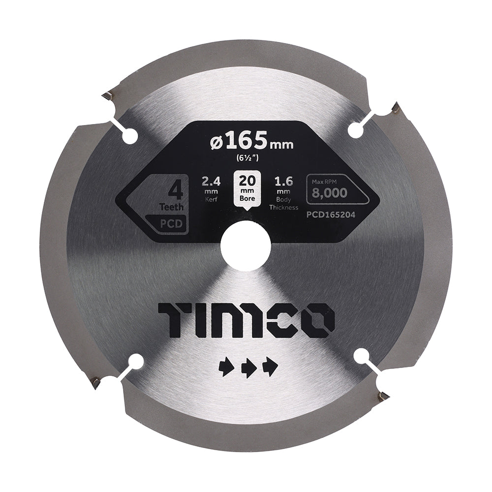 PCD Fibre Cement Saw Blade - 165 x 20 x 4T - Clamshell of 1