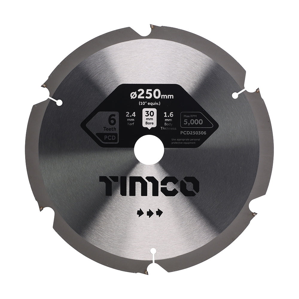 PCD Fibre Cement Saw Blade - 250 x 30 x 6T - Clamshell of 1