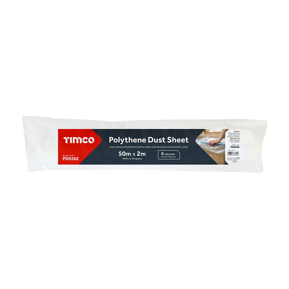 Polythene Dust Sheet - 50m x 2m - Bag of 1
