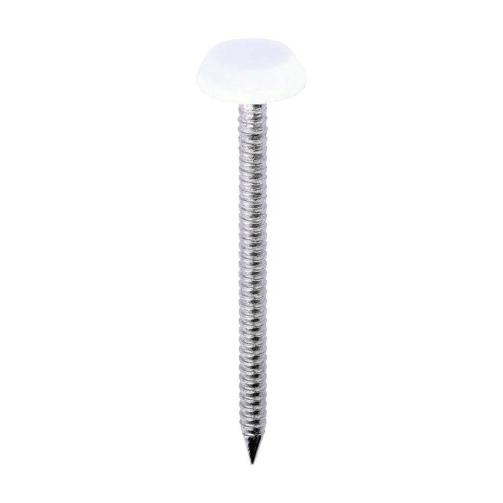Polymer Headed Nails - A4 Stainless Steel - White - 50mm - Box of 100