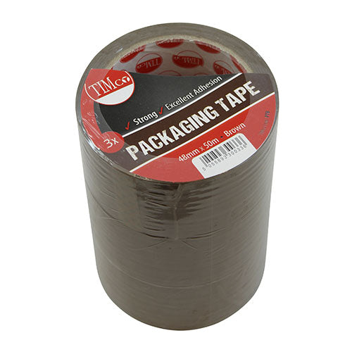 Packaging Tape - Brown - 50m x 48mm - Roll Pack of 3