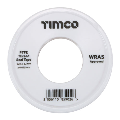 PTFE Thread Seal Tape - 12m x 12mm - Roll Pack of 10