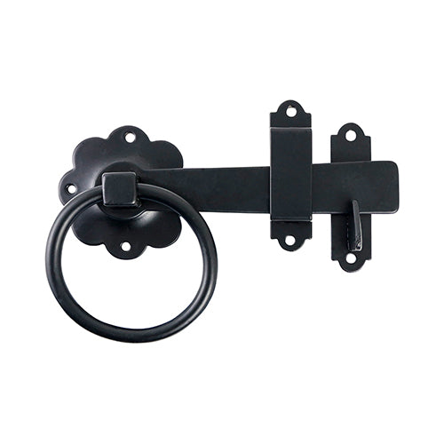 Ring Gate Latch - Plain - Black - 6" - TIMbag of 1