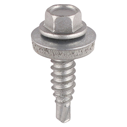 Metal Construction Stitching Screws - For Sheet to Sheet - Hex - EPDM Washer - Self-Drilling - Exterior - Silver Organic - 6.3 x 25 - TIMbag of 120