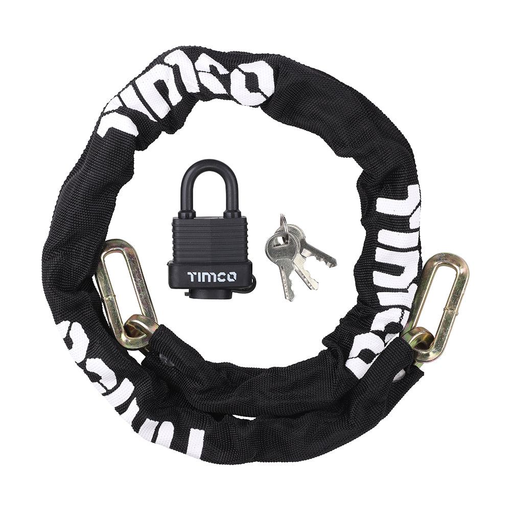 Security Chain & Weatherproof Padlock - 8mm x 1m - Bag of 2