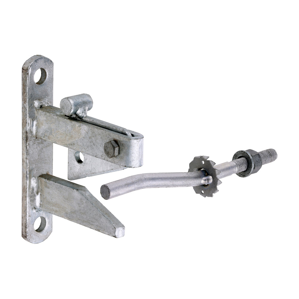 Self Locking Gate Catch With Cranked Striker - Hot Dipped Galvanised - 120mm - Plain Bag of 1