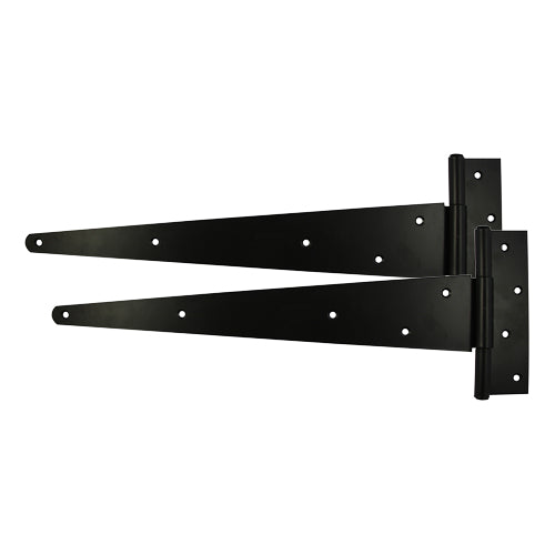 Pair of Strong Tee Hinges - Black - 10" - Plain Bag of 1
