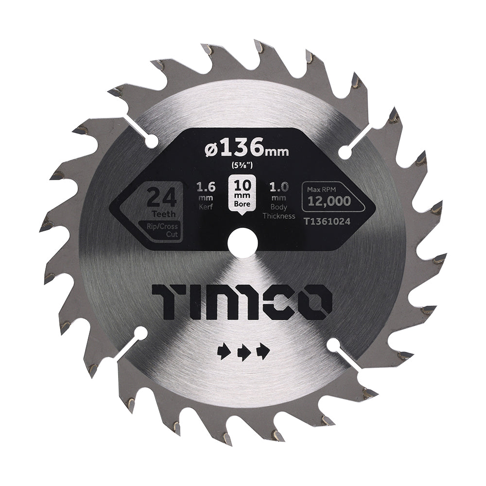 Handheld Cordless Circular Saw Blade - 136 x 10 x 24T - Clamshell of 1