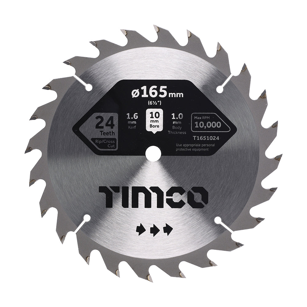 Handheld Cordless Circular Saw Blade - 165 x 10 x 24T - Clamshell of 1