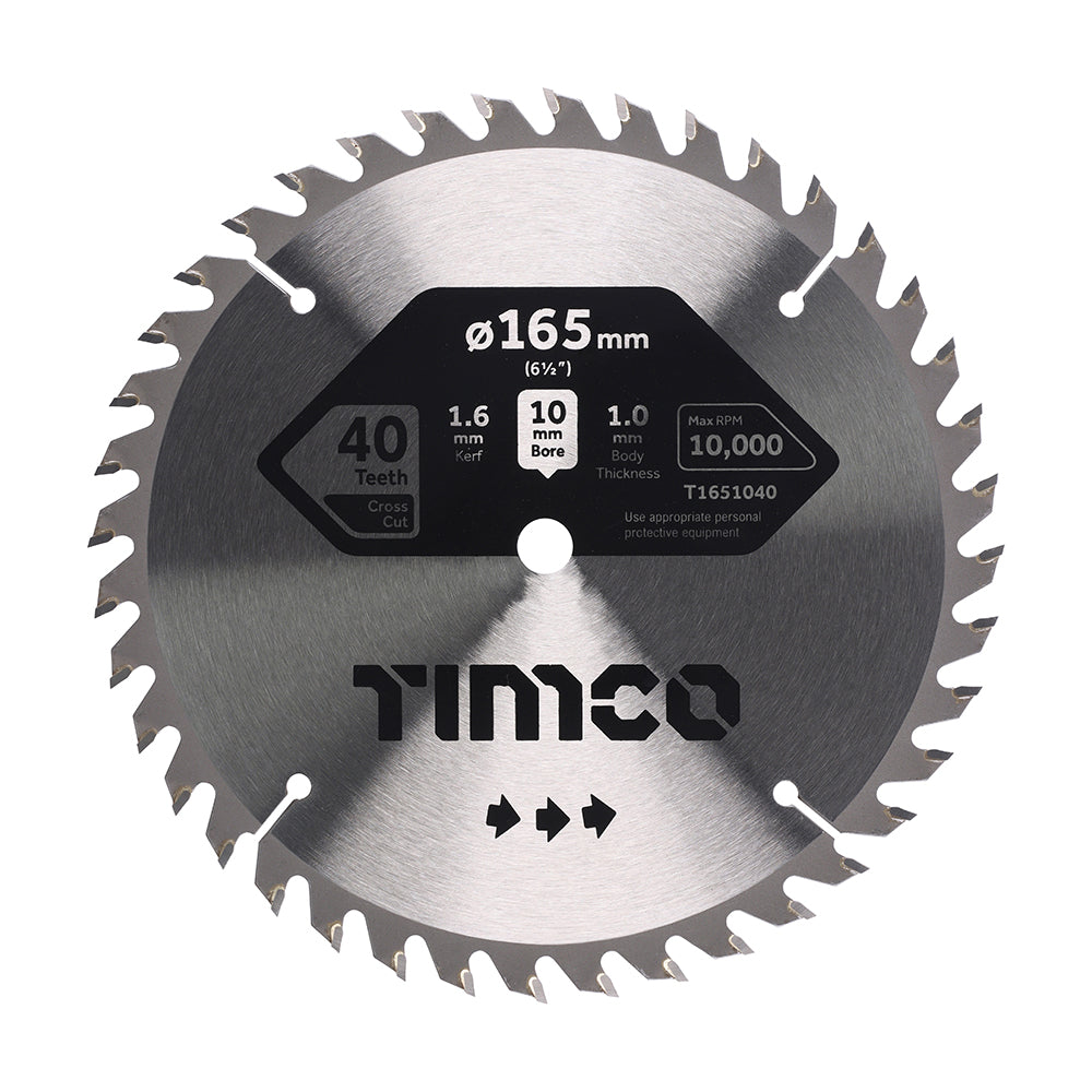 Handheld Cordless Circular Saw Blade - 165 x 10 x 40T - Clamshell of 1