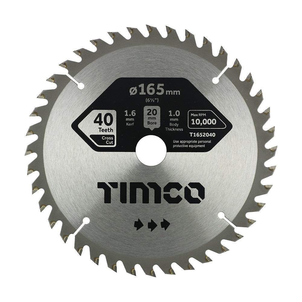 Handheld Cordless Circular Saw Blade - 165 x 20 x 40T - Clamshell of 1