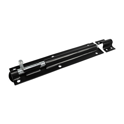 Straight Tower Bolt - Black - 10" - Plain Bag of 1