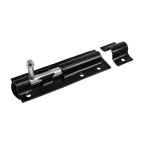 Straight Tower Bolt - Black - 6" - Plain Bag of 1