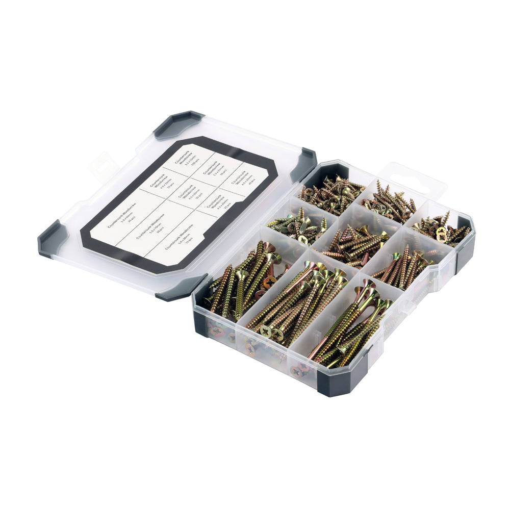 Mixed Tray - Woodscrews - Yellow - Tray of 340