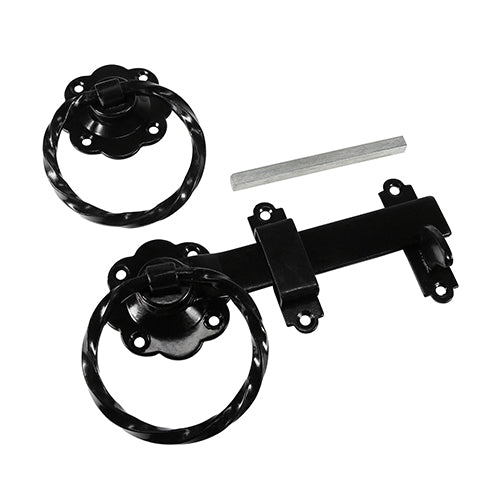 Ring Gate Latch - Twisted - Black - 6" - Plain Bag of 1