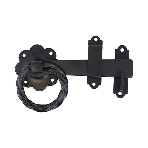 Ring Gate Latch - Twisted - Black - 6" - TIMbag of 1