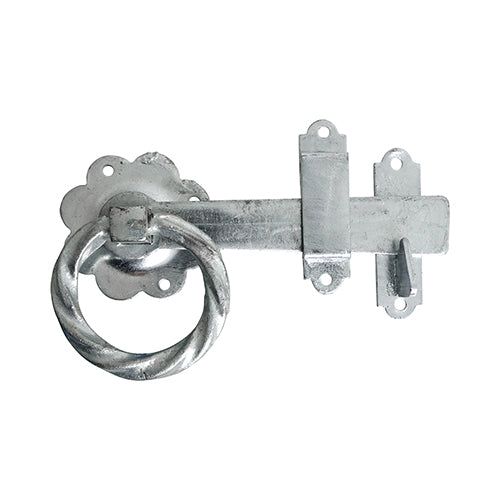 Ring Gate Latch - Twisted - Hot Dipped Galvanised - 6" - TIMbag of 1