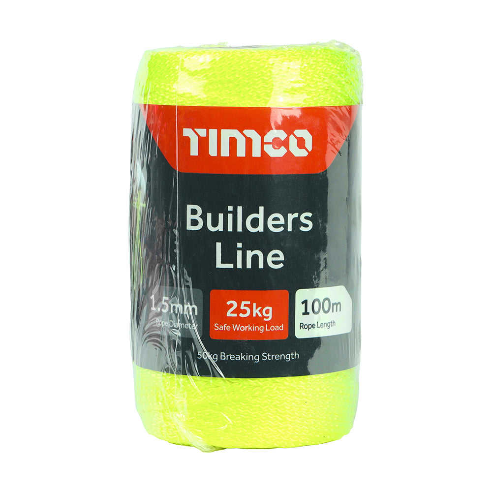 Builders Line - Yellow - Tube - 1.5mm x 100m - Unit of 1