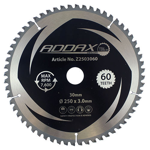0° Mitre Saw Blade - 250 x 30 x 60T - Clamshell of 1