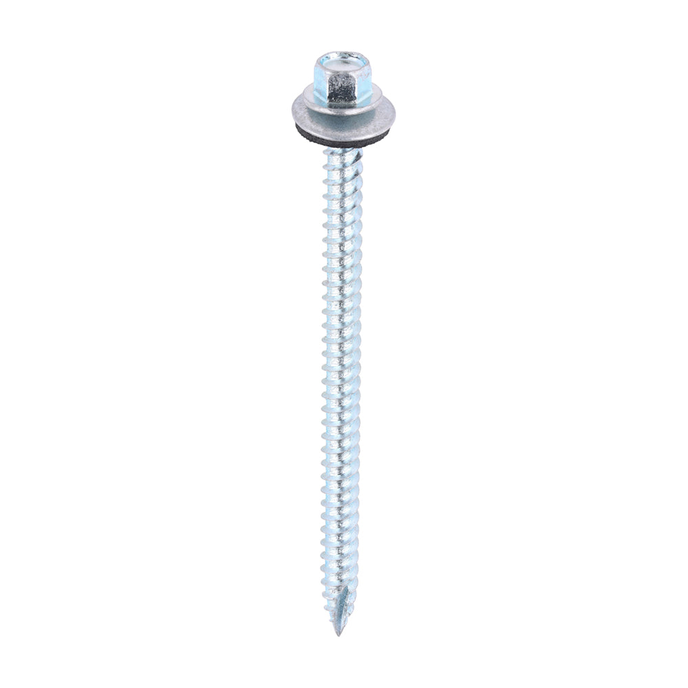 Metal Construction Thin Sheet Metal to Timber Screws - Hex - EPDM Washer - Slash Point - Zinc - 6.3 x 100 - Bag of 100