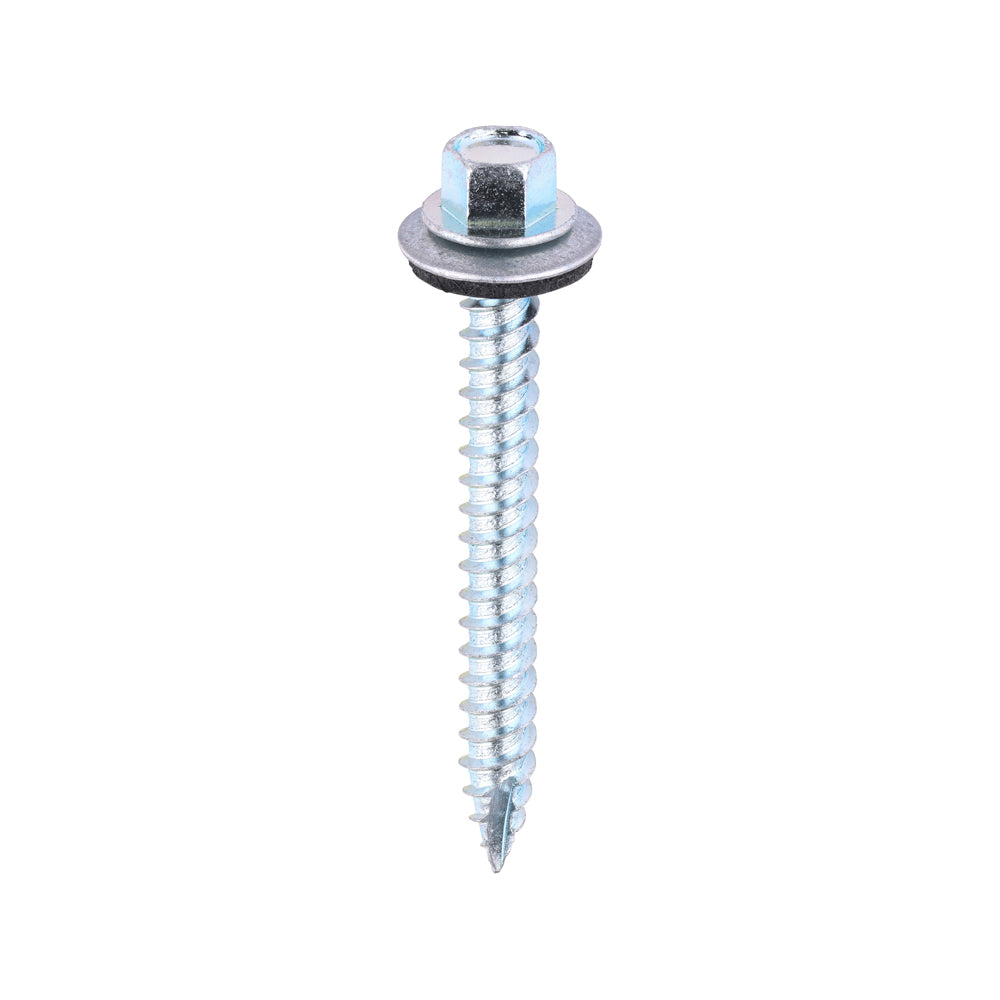 Metal Construction Thin Sheet Metal to Timber Screws - Hex - EPDM Washer - Slash Point - Zinc - 6.3 x 60 - Bag of 100
