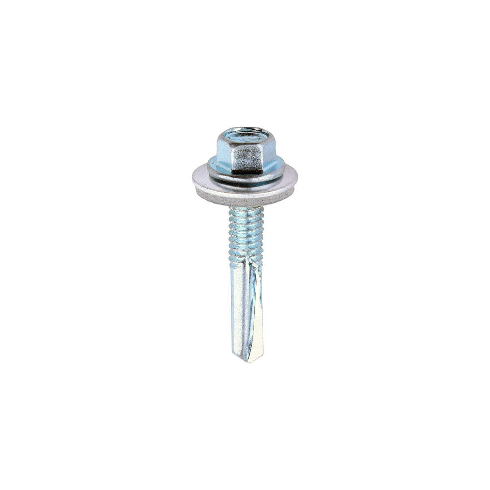 Metal Construction Heavy Section Screws - Hex - EPDM Washer - Self-Drilling - Zinc - 5.5 x 32 - Box of 100