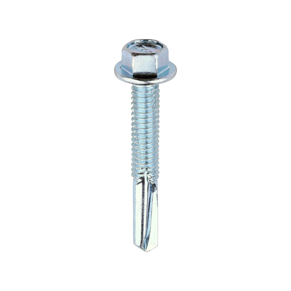 Metal Construction Heavy Section Screws - Hex - Self-Drilling - Zinc - 5.5 x 38 - Box of 100