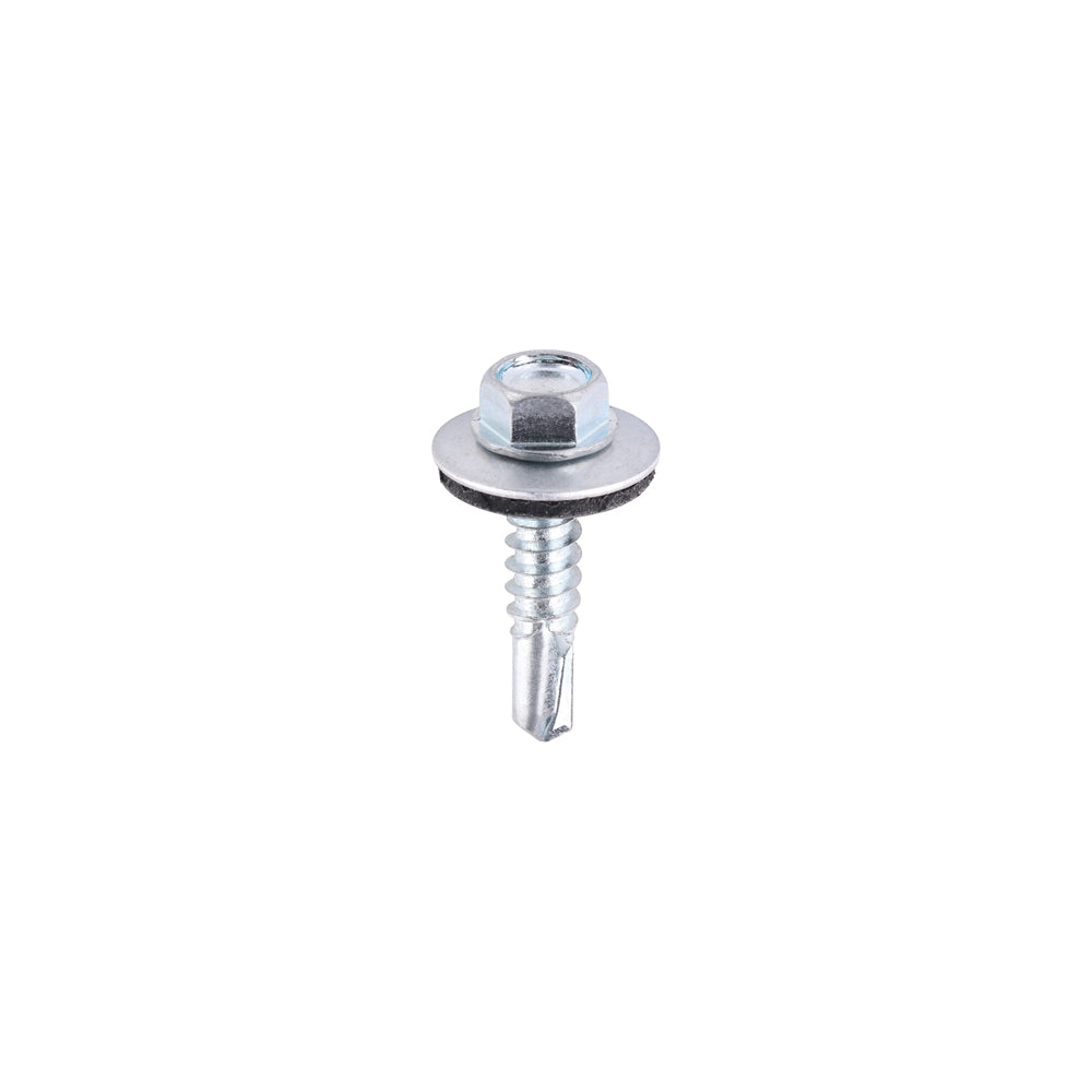 Metal Construction Light Section Screws - Hex - EPDM Washer - Self-Drilling - Zinc - 5.5 x 25 - Bag of 100