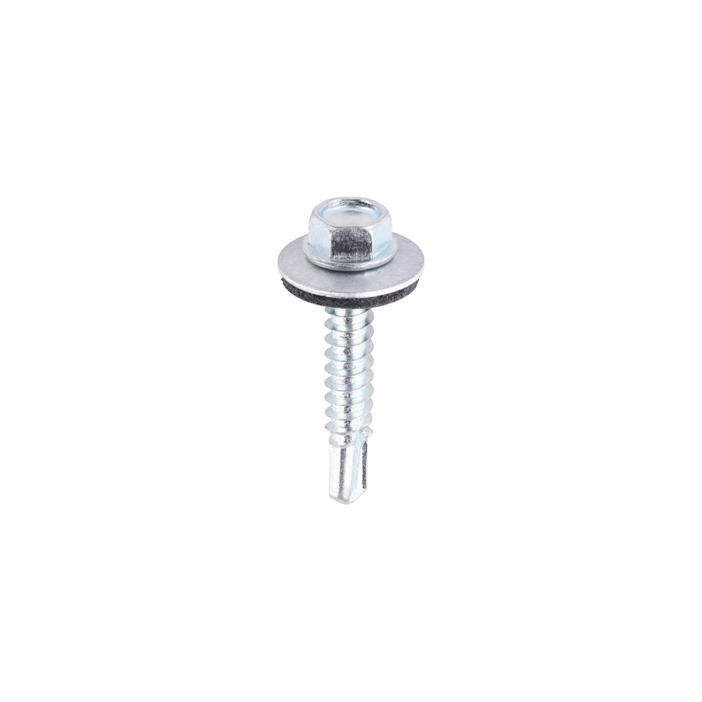 Metal Construction Light Section Screws - Hex - EPDM Washer - Self-Drilling - Zinc - 5.5 x 32 - Bag of 100
