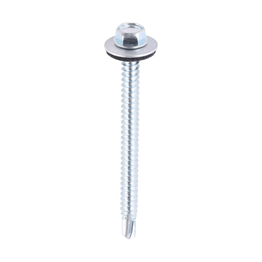 Metal Construction Light Section Screws - Hex - EPDM Washer - Self-Drilling - Zinc - 5.5 x 70 - Bag of 100
