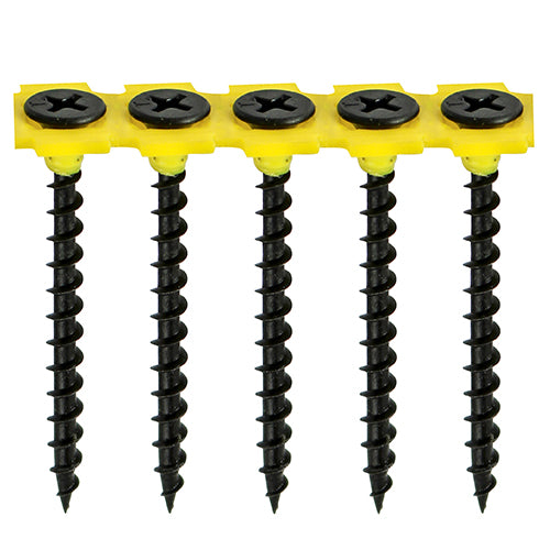Collated Drywall Screws - PH - Bugle - Coarse Thread - Black - 3.5 x 32 - Box of 1000