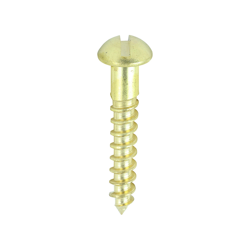 Solid Brass Timber Screws - SLOT - Round - 8 x 1 - Box of 200