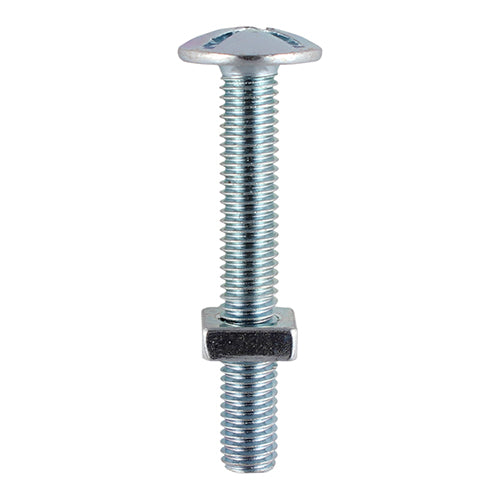 Roofing Bolts & Square Nuts - Zinc - M6 x 100 - TIMpac of 2