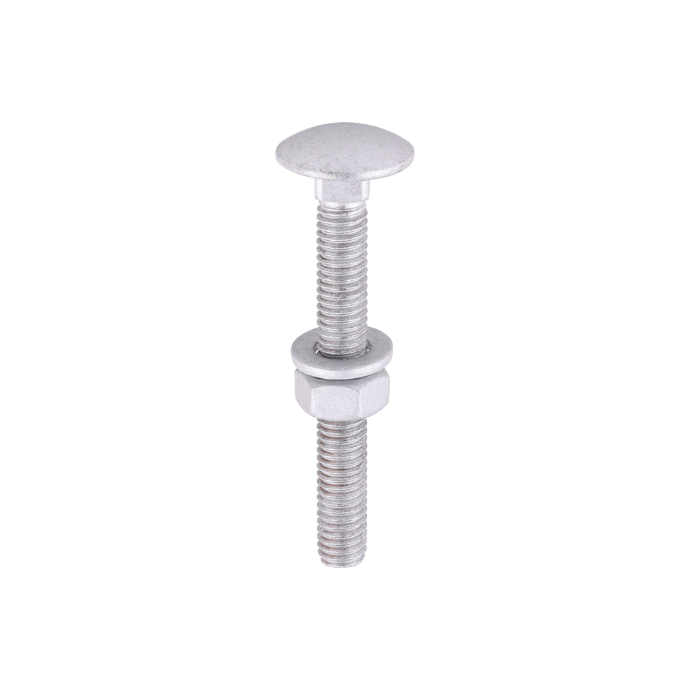 Carriage Bolts Hex Nuts & Form A Washers - Dome - Exterior - Silver - M6 x 50 - TIMbag of 10