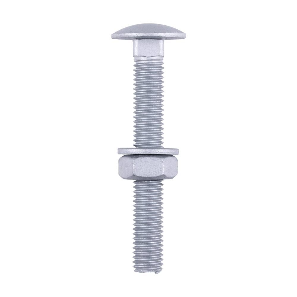 Carriage Bolts Hex Nuts & Form A Washers - Dome - Exterior - Silver - M10 x 75 - TIMbag of 10