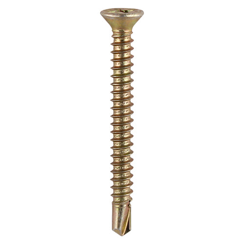 Window Fabrication Screws - Countersunk with Ribs - PH - Self-Tapping - Self-Drilling Point - Yellow - 3.9 x 13 - Box of 1000