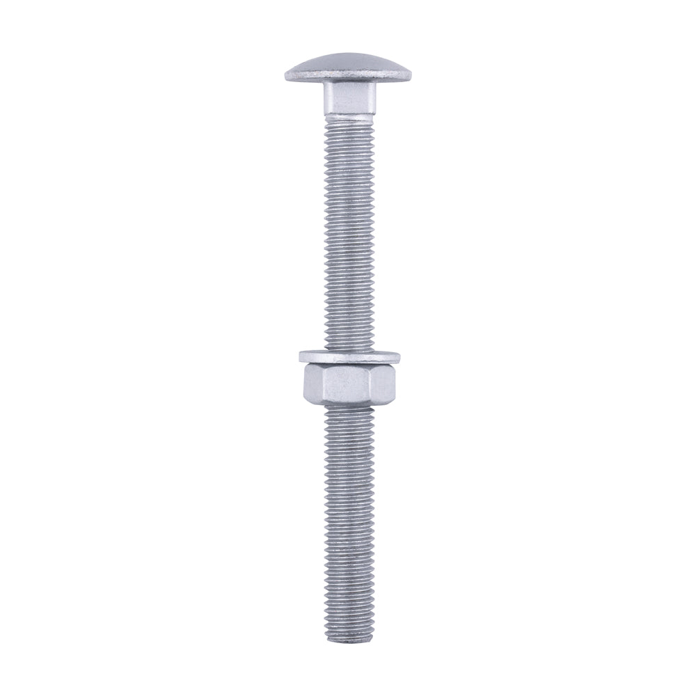 Carriage Bolts Hex Nuts & Form A Washers - Dome - Exterior - Silver - M12 x 130 - TIMbag of 10