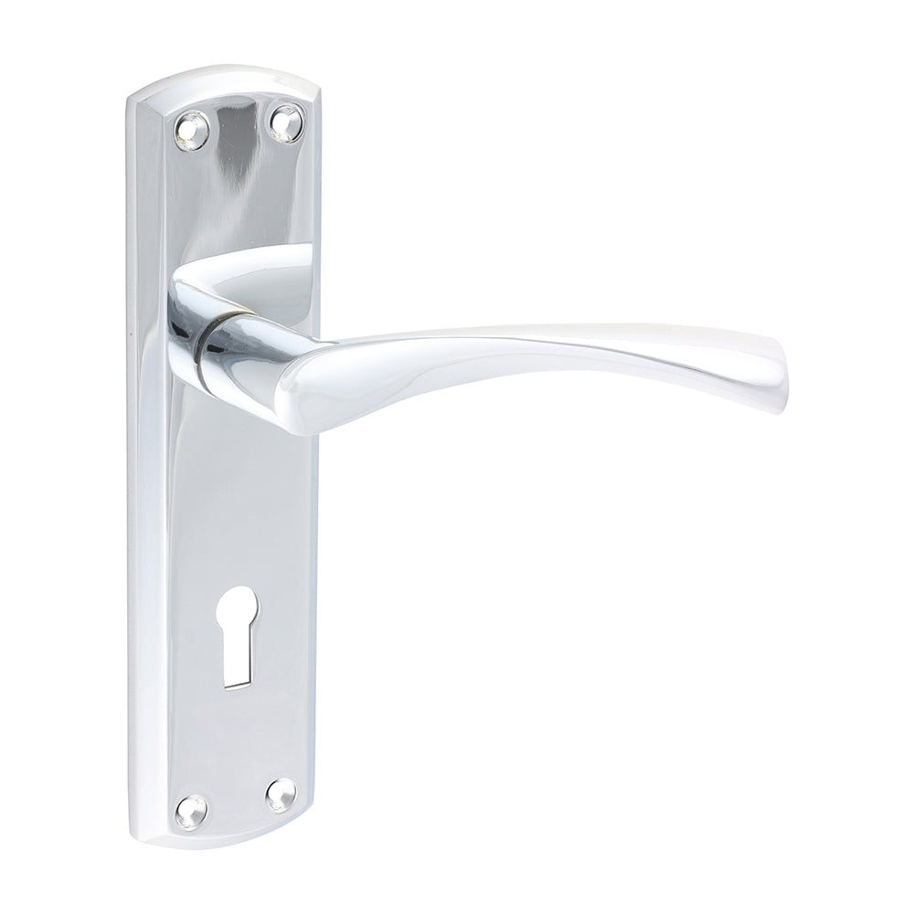 Zeta Lock Handles - Polished Chrome - 175 x 45 - Blister Pack of 1