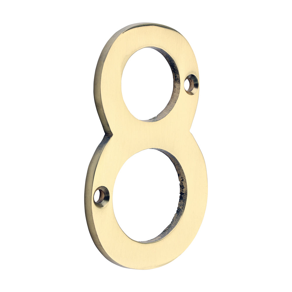 Door Numeral 8 - Polished Brass - 75mm - Bag of 1