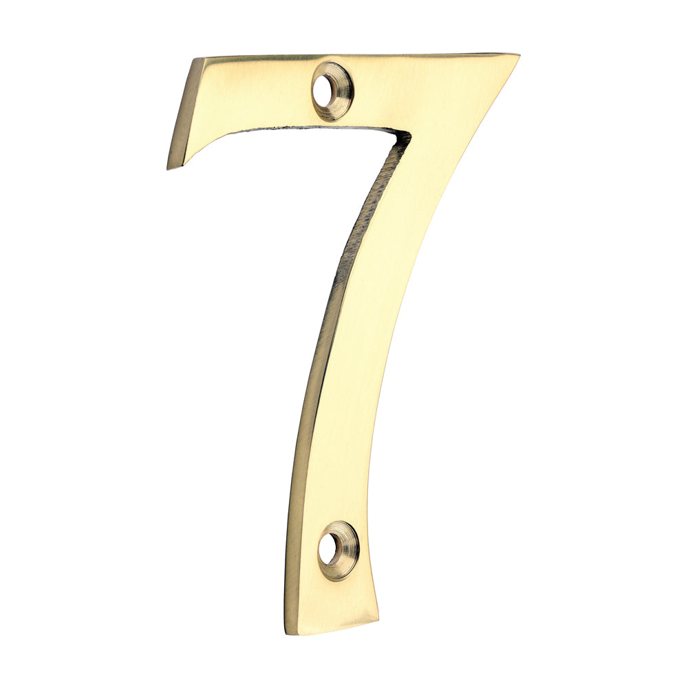 Door Numeral 7 - Polished Brass - 75mm - Bag of 1