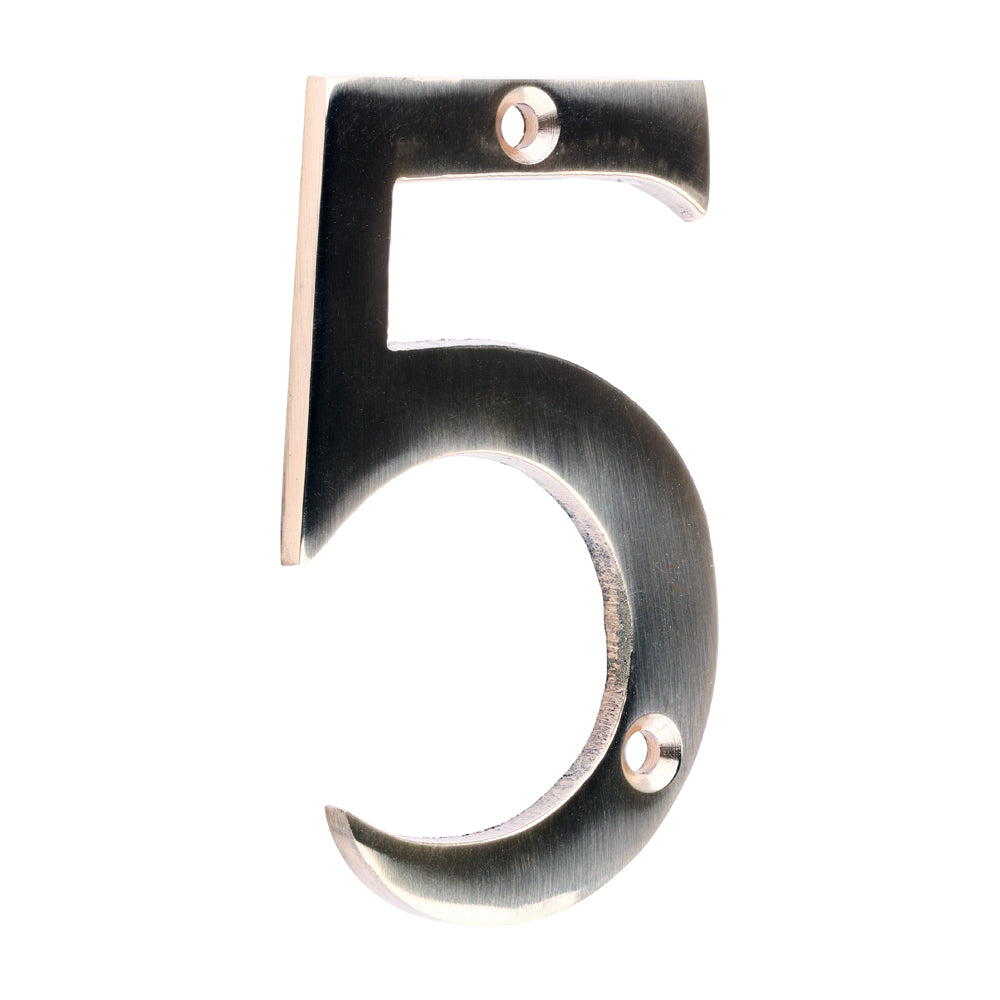 Door Numeral 5 - Polished Brass - 75mm - Bag of 1