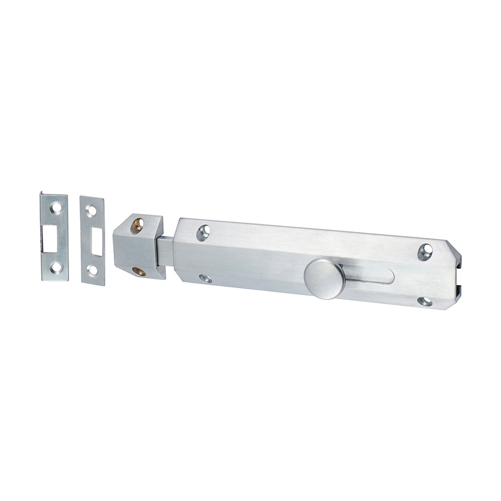 Architectural Flat Section Bolt - Satin Chrome - 150 x 35mm - TIMpac of 1