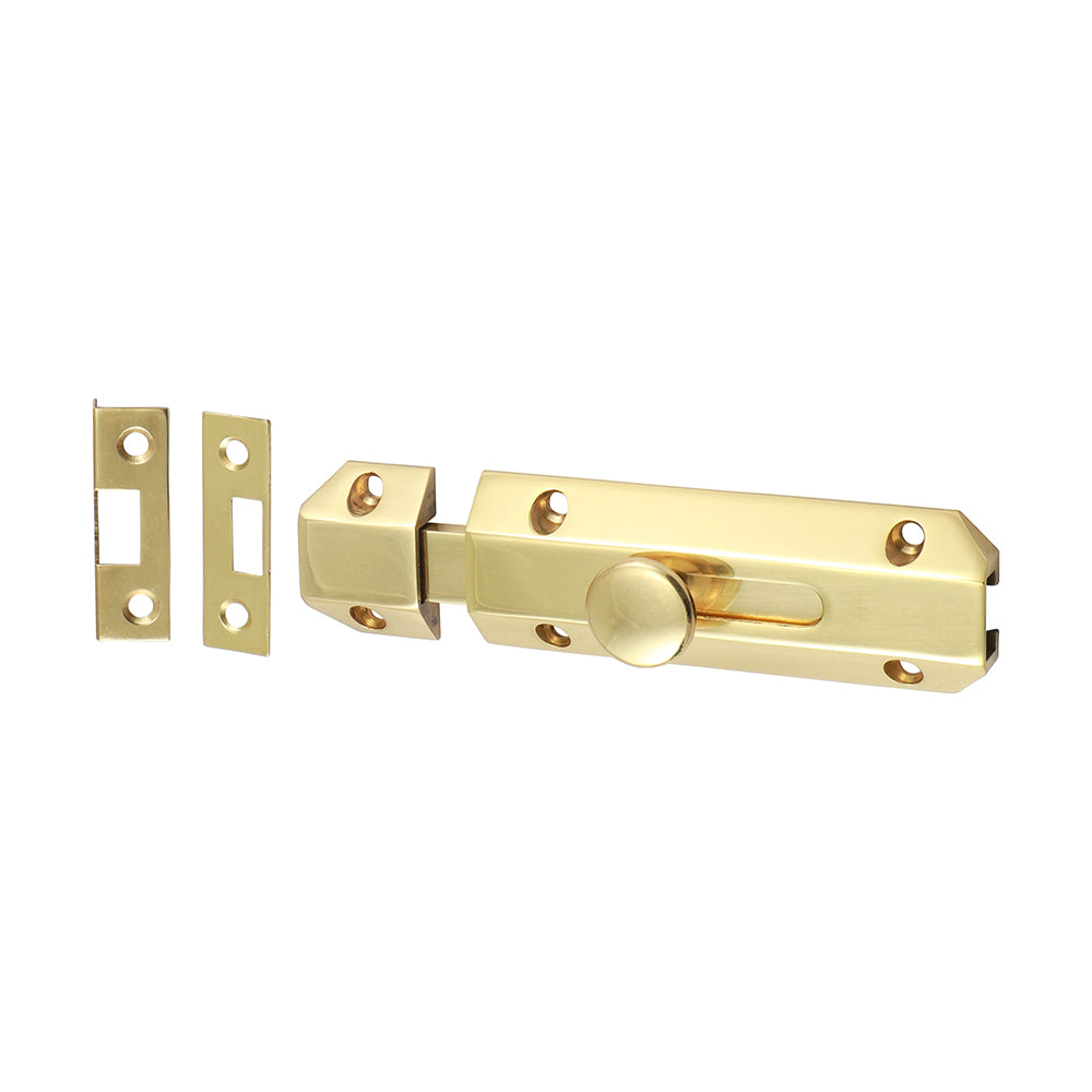 Architectural Flat Section Bolt - Polished Brass - 100 x 35mm - TIMpac of 1