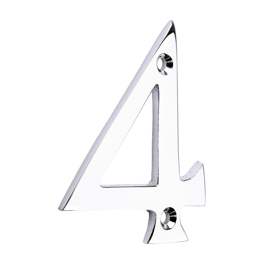 Door Numeral 4 - Polished Chrome - 75mm - TIMpac of 1